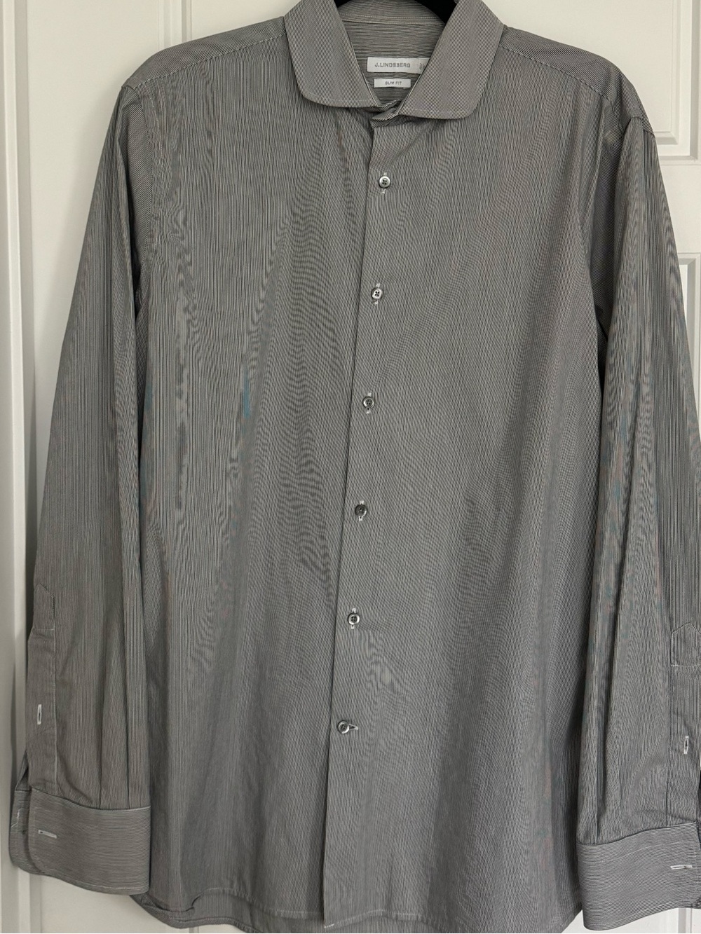 J.Lindeberg Gray Men’s Dress Shirt - Classic Point Collar